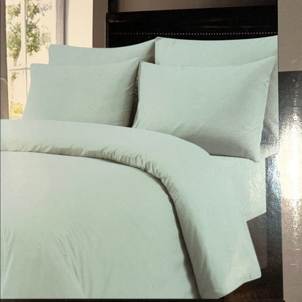 Traditional At Home Full 6pc Sheet Set Baby Blue Embossed Greek Key Print